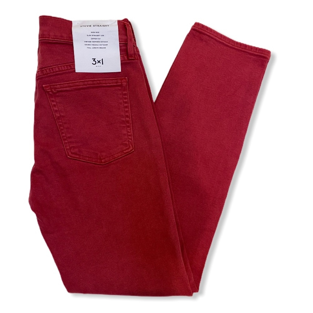 3x1 NYC Stevie Straight Jeans Hi-Rise Rusted Red